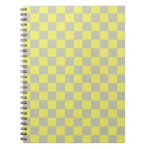 Yellow + Gray Check Checkered Checkerboard Pattern Notebook
