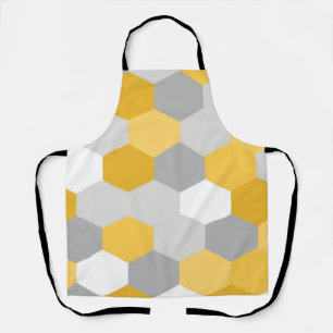 Yellow Gray Hexagon Geometric Pattern Apron