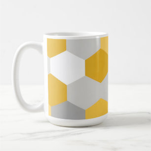 Yellow Gray Hexagon Geometric Pattern Coffee Mug