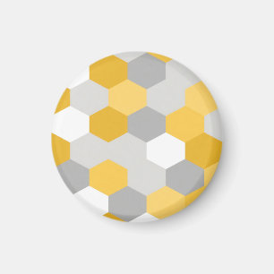 Yellow Gray Hexagon Geometric Pattern Magnet