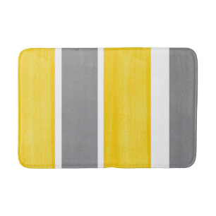Yellow Gray White Stripes Modern 2 Bath Mat