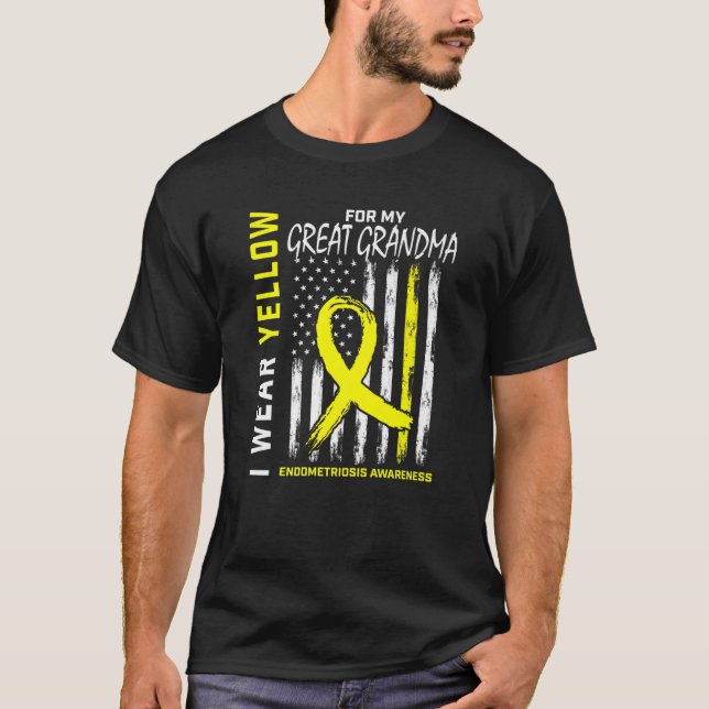 Yellow Great Grandma Endometriosis Awareness USA F T-Shirt (Front)