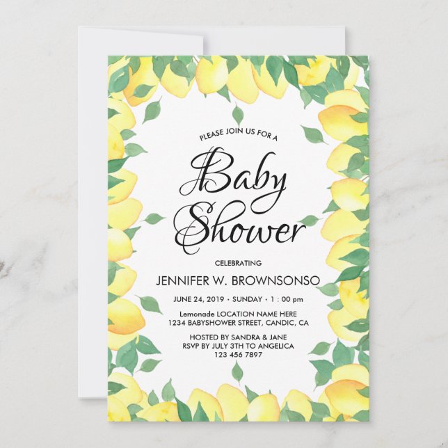 Yellow Great Lemonade Baby Shower Invitation (Front)