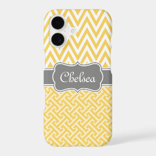 Yellow Greek Key Chevron Patterns Grey Name