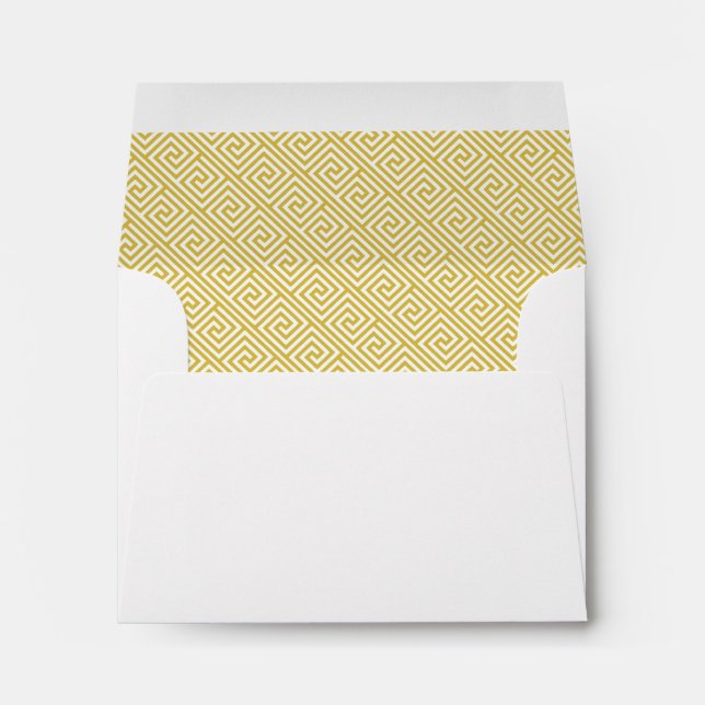 Yellow Greek Key Pattern Lined Envelope (Back (Bottom))