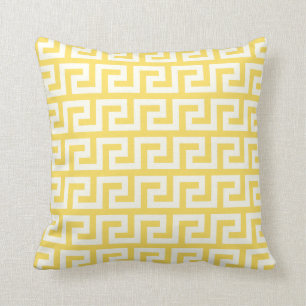 Yellow Greek Key Throw Pillow