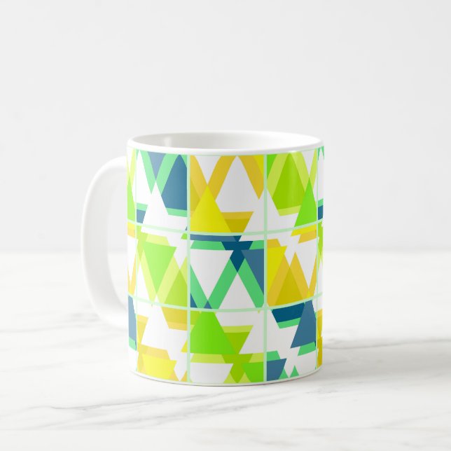 Yellow green abstract coffee mug (Front Left)