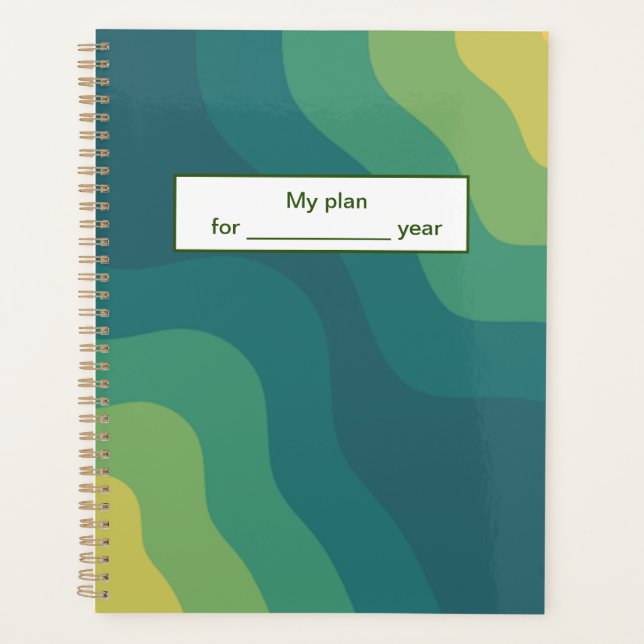 Yellow green abstract for a positive mood   planner (Front)