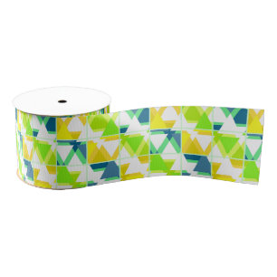 Yellow green abstract grosgrain ribbon