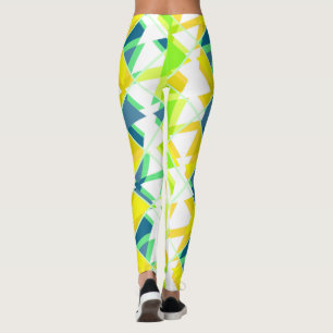 Yellow green abstract leggings