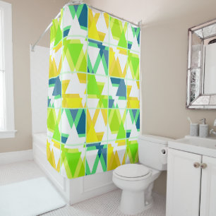 Yellow green abstract shower curtain