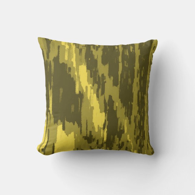 Yellow Green Abstract Wave Retro Pillow (Front)
