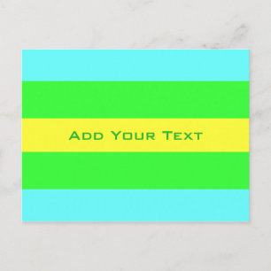 Yellow Green and Blue Wide Stripes by STaylor Postcard