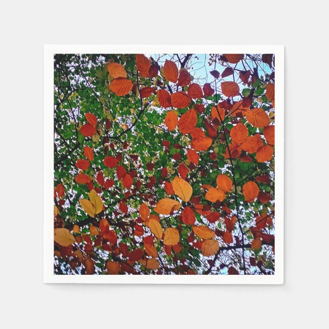 Yellow , green and brown leaves napkin (Front)