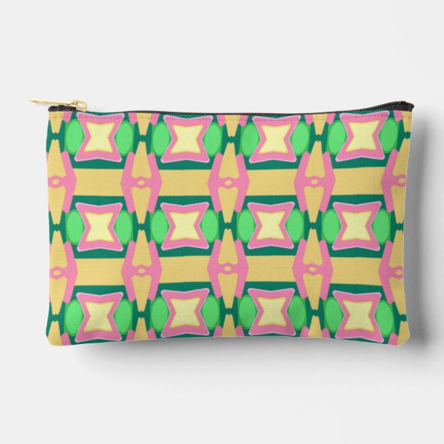Yellow Green and Pink Pastel Abstract Pattern Acce Accessory Pouch (Front)