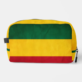 Yellow, green and red colours on toiletry bag
