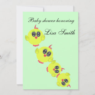 Yellow Green Baby Bird Invitation
