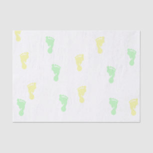 Yellow & Green Baby Footprints 10lb Tissue Paper