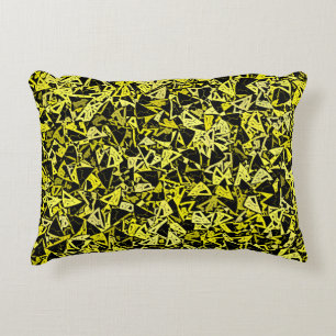 Yellow Green Black Triangle Seamless Pattern Decorative Cushion