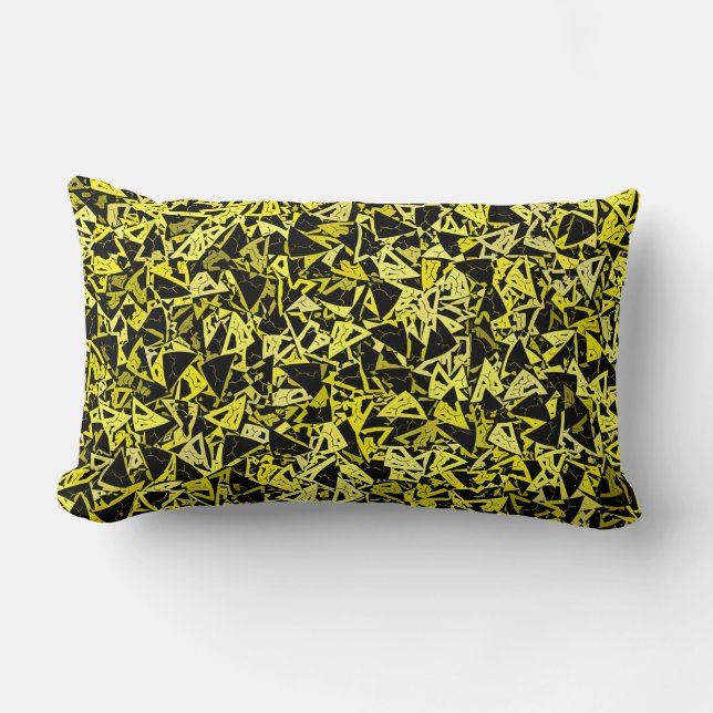Yellow Green Black Triangle Seamless Pattern Lumbar Cushion (Front)