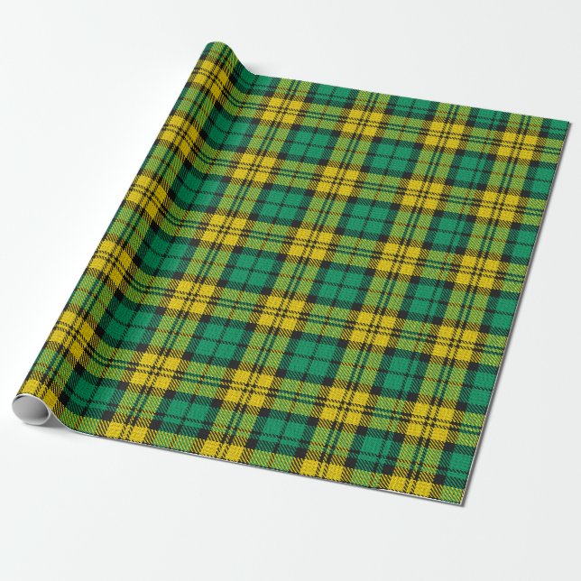 Yellow Green Blackwatch Campbell Tartan Plaid Wrapping Paper (Unrolled)