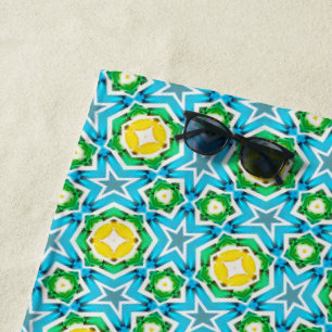 Yellow Green Blue Abstract Beach Towel