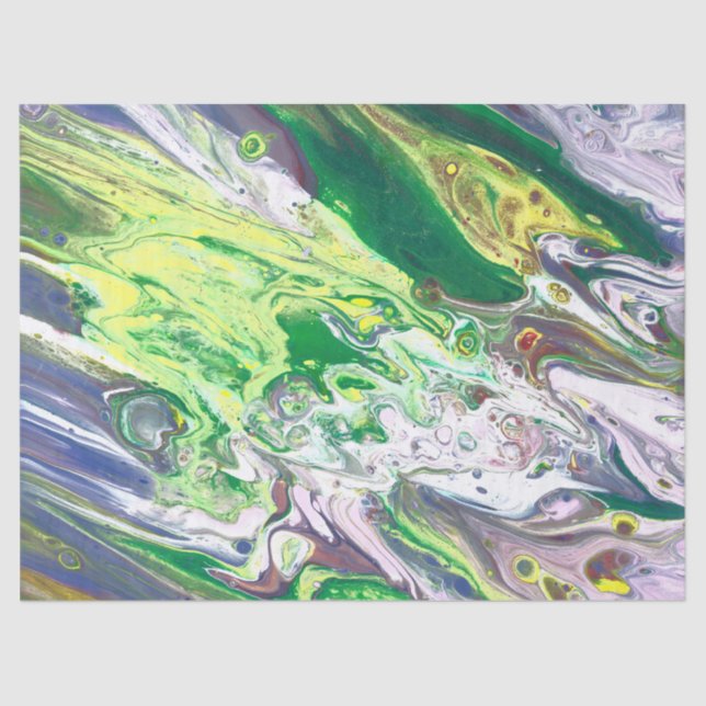 Yellow Green Blue Purple Abstract Decoupage Tissue Paper (Front)