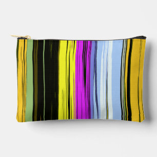 Yellow Green Blue Purple Black Vertical Stripes Accessory Pouch