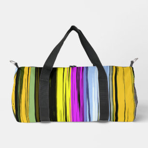 Yellow Green Blue Purple Black Vertical Stripes Duffle Bag