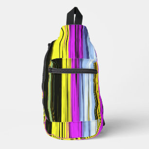 Yellow Green Blue Purple Black Vertical Stripes Sling Bag