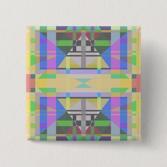 Yellow Green Blue Purple Geometric 15 Cm Square Badge (Front)