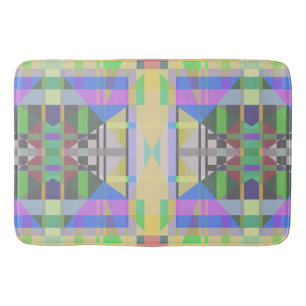 Yellow Green Blue Purple Geometric Bath Mat