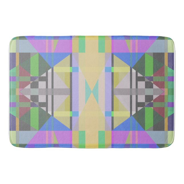 Yellow Green Blue Purple Geometric Bath Mat (Front)