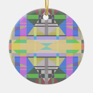 Yellow Green Blue Purple Geometric Ceramic Ornament