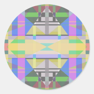 Yellow Green Blue Purple Geometric Classic Round Sticker