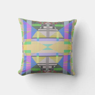 Yellow Green Blue Purple Geometric Cushion