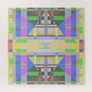 Yellow Green Blue Purple Geometric Jigsaw Puzzle