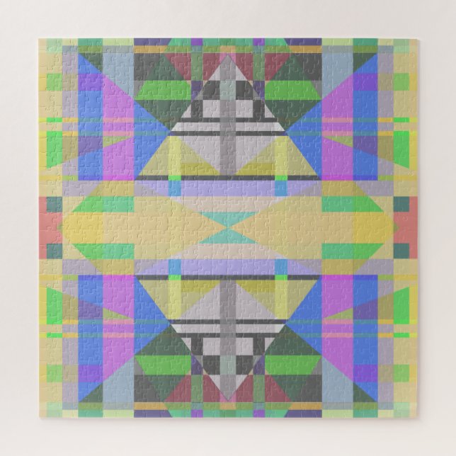 Yellow Green Blue Purple Geometric Jigsaw Puzzle (Vertical)