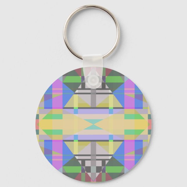 Yellow Green Blue Purple Geometric Key Ring (Front)