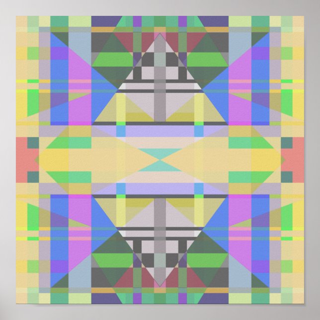 Yellow Green Blue Purple Geometric Poster (Front)