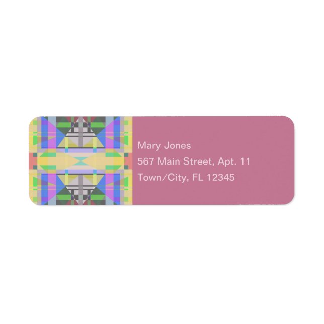 Yellow Green Blue Purple Geometric Return Address Label (Front)