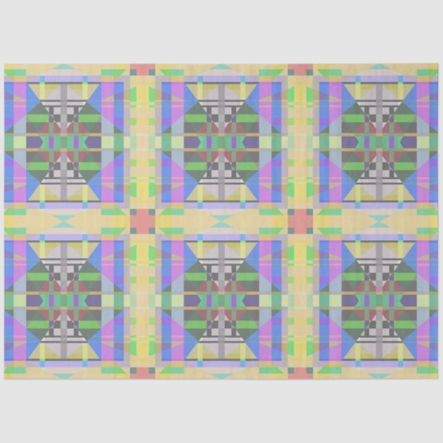 Yellow Green Blue Purple Geometric Tissue Paper (Front)