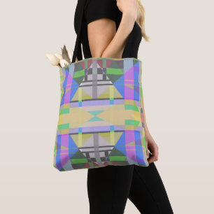 Yellow Green Blue Purple Geometric Tote Bag