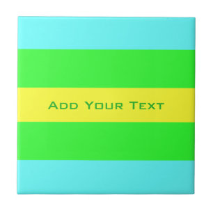 Yellow, Green, Blue Wide Stripes by Shirley Taylor Tile