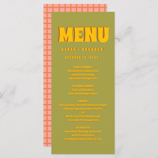 Yellow Green Bold Groovy Typography Wedding Menu (Creator Uploaded)