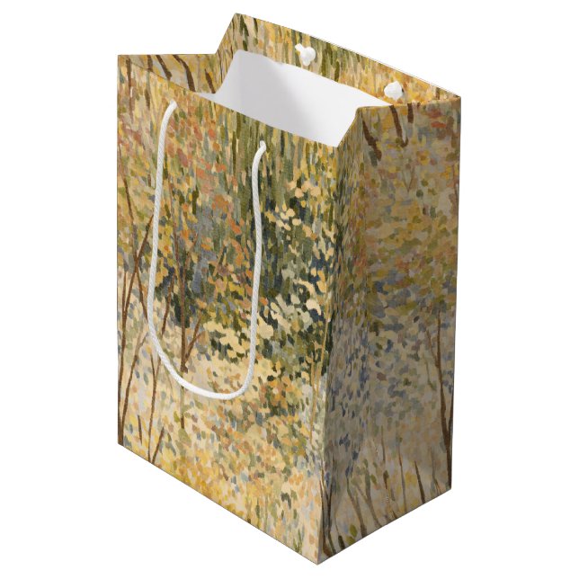 Yellow Green Brown Trees Birthday Medium Gift Bag (Front Angled)