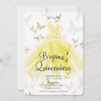 Yellow Green Butterfly Dance Dress Quinceañera