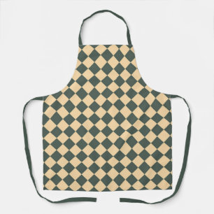 Yellow Green Checker Diamond Pattern Apron