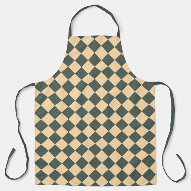 Yellow Green Checker Diamond Pattern Apron (Front)