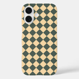 Yellow Green Checker Diamond Pattern iPhone 16 Case